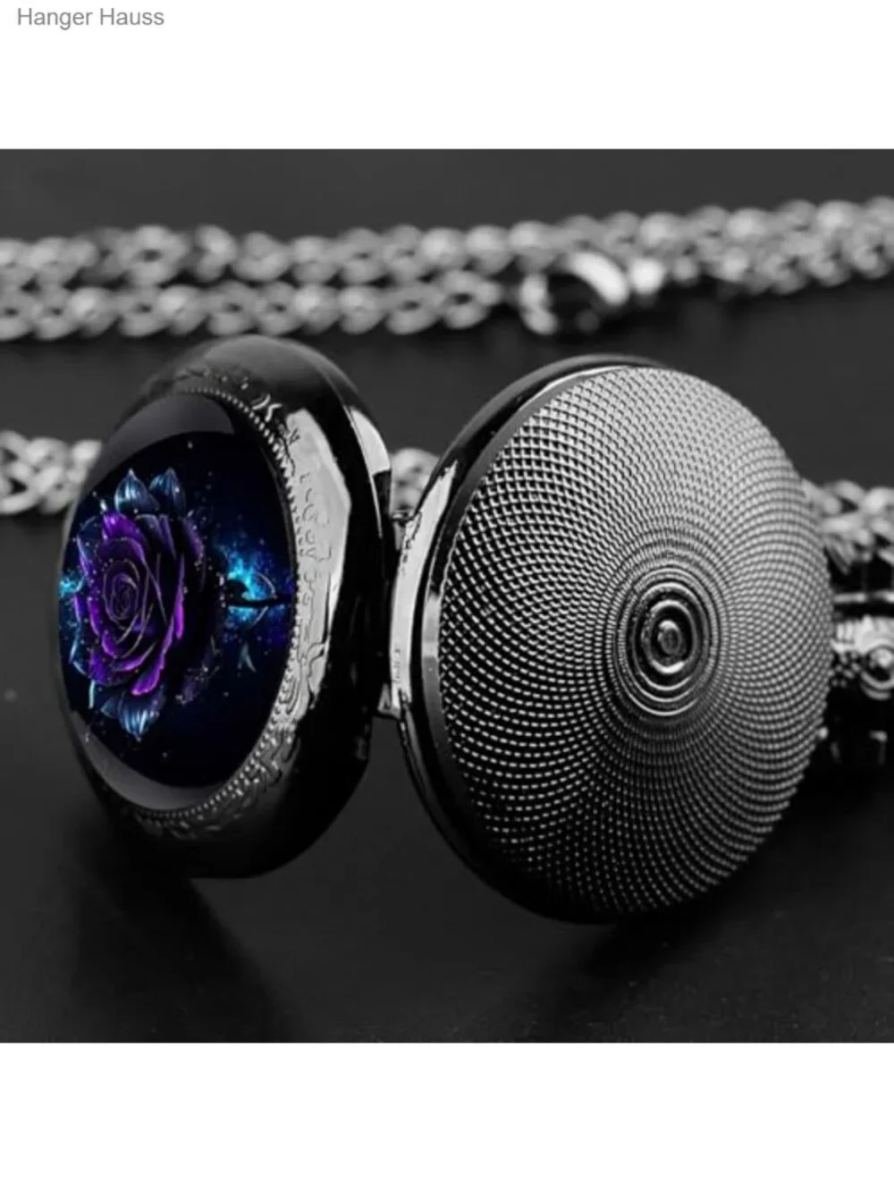 Graphic Design Quartz Pocket Watch with Chain and Gift Box